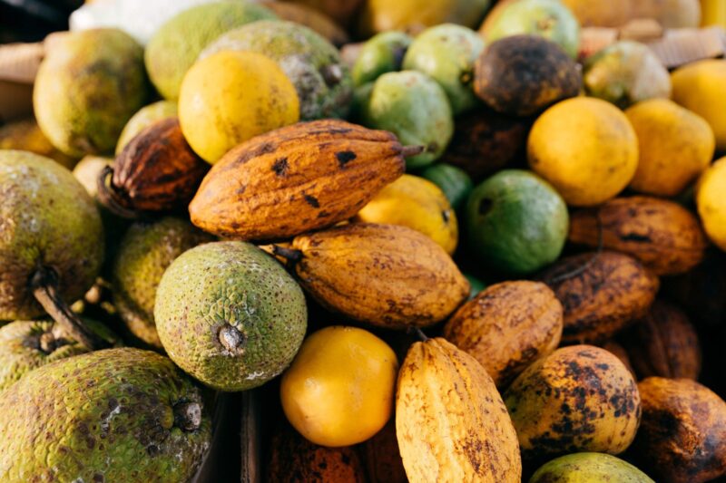 close up of fruits in the farmers market hilo